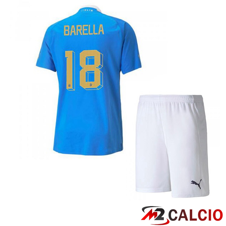 Maglie Calcio Personalizzate,Tute Calcio Squadre,Maglia Nazionale Italiana Calcio | Maglie Calcio Italia（Barella 18）Bambino Prima Blu 2022/2023