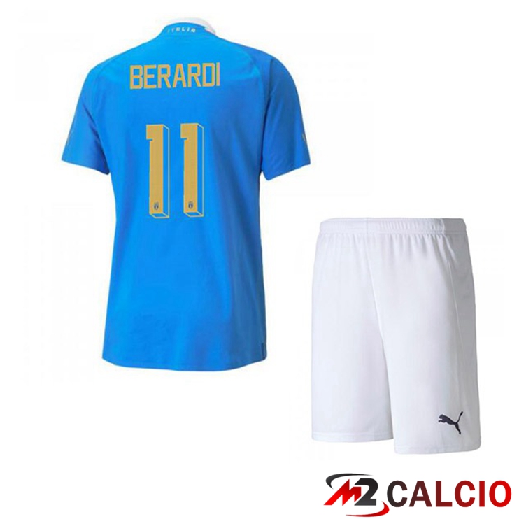 Maglie Calcio Personalizzate,Tute Calcio Squadre,Maglia Nazionale Italiana Calcio | Maglie Calcio Italia（Berardi 11）Bambino Prima Blu 2022/2023