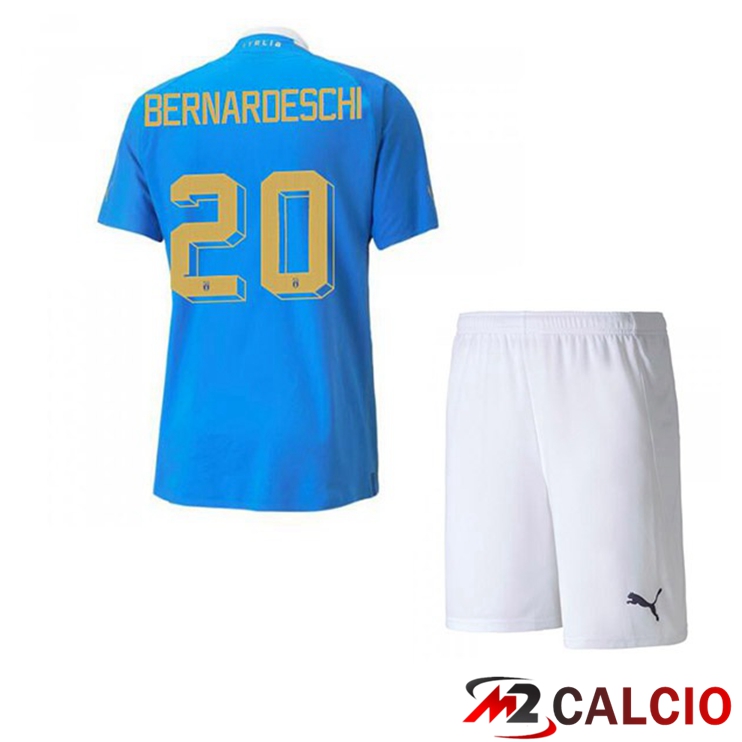 Maglie Calcio Personalizzate,Tute Calcio Squadre,Maglia Nazionale Italiana Calcio | Maglie Calcio Italia（Bernardeschi 20）Bambino Prima Blu 2022/2023