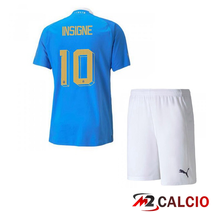 Maglie Calcio Personalizzate,Tute Calcio Squadre,Maglia Nazionale Italiana Calcio | Maglie Calcio Italia（Insigne 10）Bambino Prima Blu 2022/2023