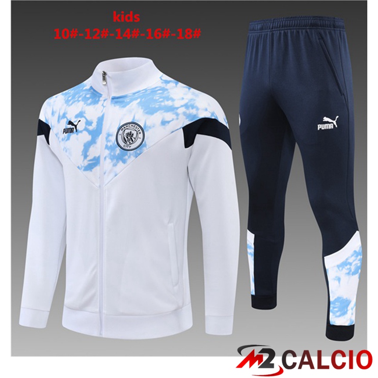 Maglie Calcio Personalizzate,Tute Calcio Squadre,Maglia Nazionale Italiana Calcio | Insieme Tuta Calcio - Giacca Manchester City Bambino Bianco 2022/2023