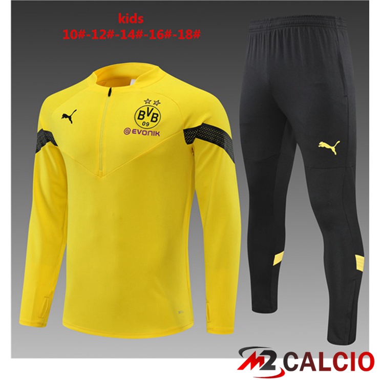 Maglie Calcio Personalizzate,Tute Calcio Squadre,Maglia Nazionale Italiana Calcio | Insieme Tuta Calcio Dortmund BVB Bambino Giallo 2022/2023