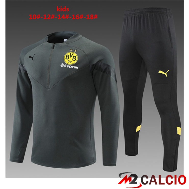 Maglie Calcio Personalizzate,Tute Calcio Squadre,Maglia Nazionale Italiana Calcio | Insieme Tuta Calcio Dortmund BVB Bambino Grigio 2022/2023