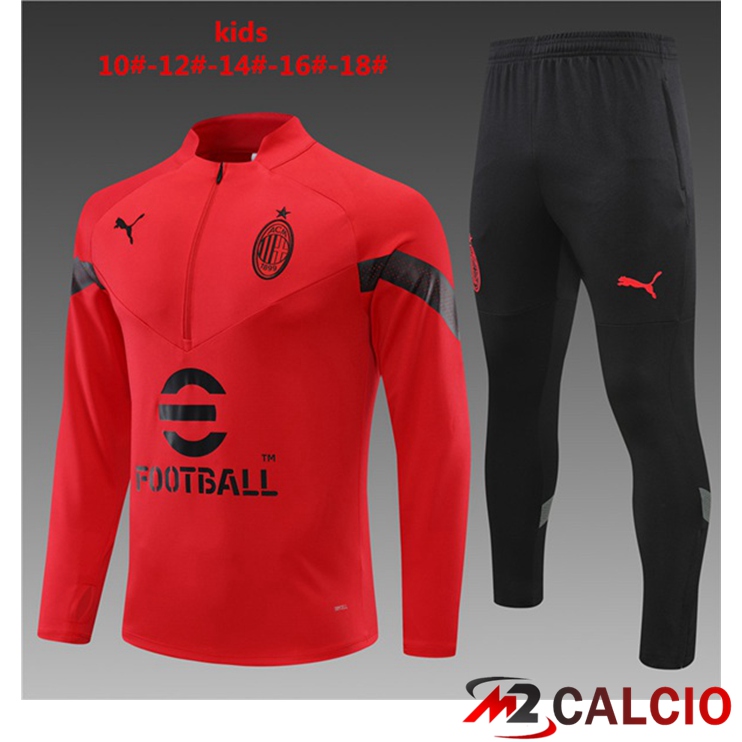Maglie Calcio Personalizzate,Tute Calcio Squadre,Maglia Nazionale Italiana Calcio | Insieme Tuta Calcio AC Milan Bambino Rosso 2022/2023