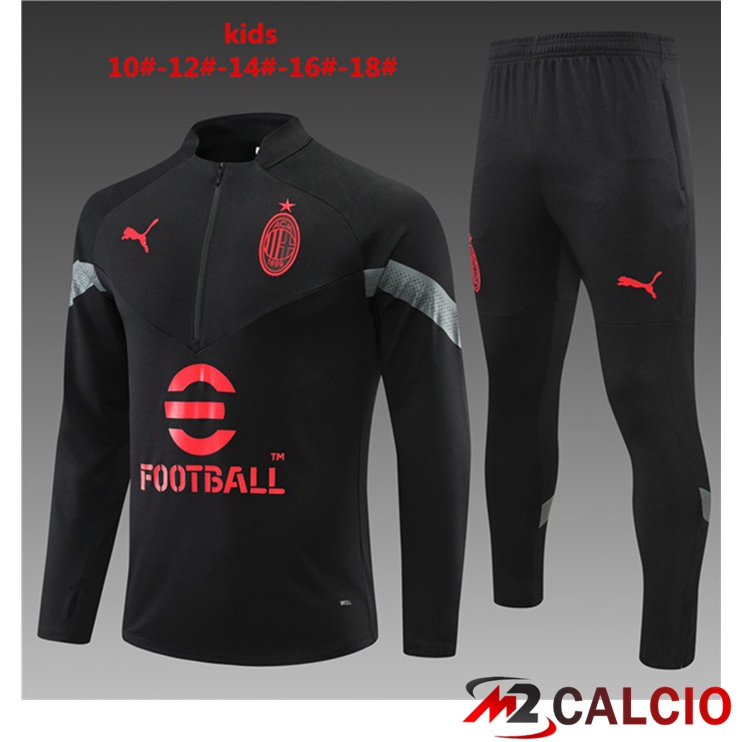 Maglie Calcio Personalizzate,Tute Calcio Squadre,Maglia Nazionale Italiana Calcio | Insieme Tuta Calcio AC Milan Bambino Nero 2022/2023
