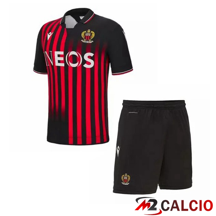 Maglie Calcio Personalizzate,Tute Calcio Squadre,Maglia Nazionale Italiana Calcio | Maglie Calcio OGC Nice Bambino Prima Rosso Nero 2022/2023
