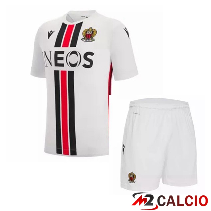 Maglie Calcio Personalizzate,Tute Calcio Squadre,Maglia Nazionale Italiana Calcio | Maglie Calcio OGC Nice Bambino Seconda Bianco 2022/2023