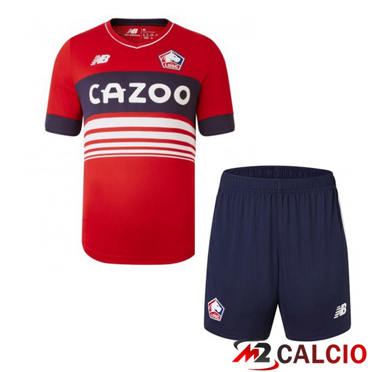 Maglie Calcio Personalizzate,Tute Calcio Squadre,Maglia Nazionale Italiana Calcio | Maglie Calcio Lille OSC Bambino Prima Rosso 2022/2023