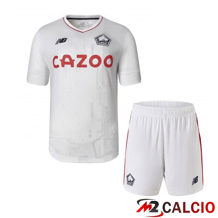 Maglie Calcio Personalizzate,Tute Calcio Squadre,Maglia Nazionale Italiana Calcio | Maglie Calcio Lille OSC Bambino Seconda Bianco 2022/2023