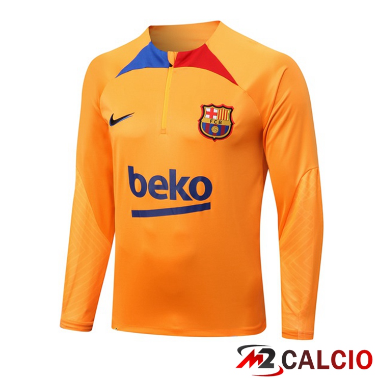 Maglie Calcio Personalizzate,Tute Calcio Squadre,Maglia Nazionale Italiana Calcio | Felpa Allenamento FC Barcellona Arancia 2022/2023