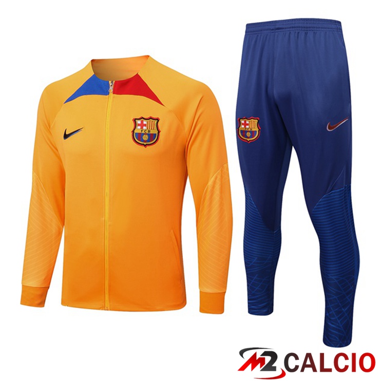 Maglie Calcio Personalizzate,Tute Calcio Squadre,Maglia Nazionale Italiana Calcio | Insieme Tuta Calcio - Giacca FC Barcellona Arancia 2022/2023