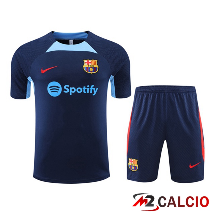 Maglie Calcio Personalizzate,Tute Calcio Squadre,Maglia Nazionale Italiana Calcio | T Shirt Allenamento FC Barcellona + Pantaloncini Blu 2022/2023