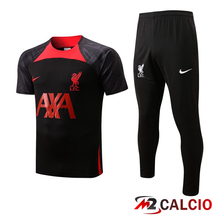 Maglie Calcio Personalizzate,Tute Calcio Squadre,Maglia Nazionale Italiana Calcio | T Shirt Allenamento FC Liverpool + Pantaloni Nero 2022/2023