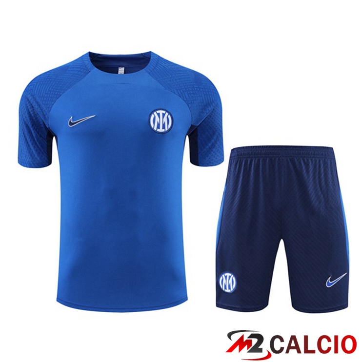 Maglie Calcio Personalizzate,Tute Calcio Squadre,Maglia Nazionale Italiana Calcio | T Shirt Allenamento Inter Milan + Pantaloncini Blu 2022/2023