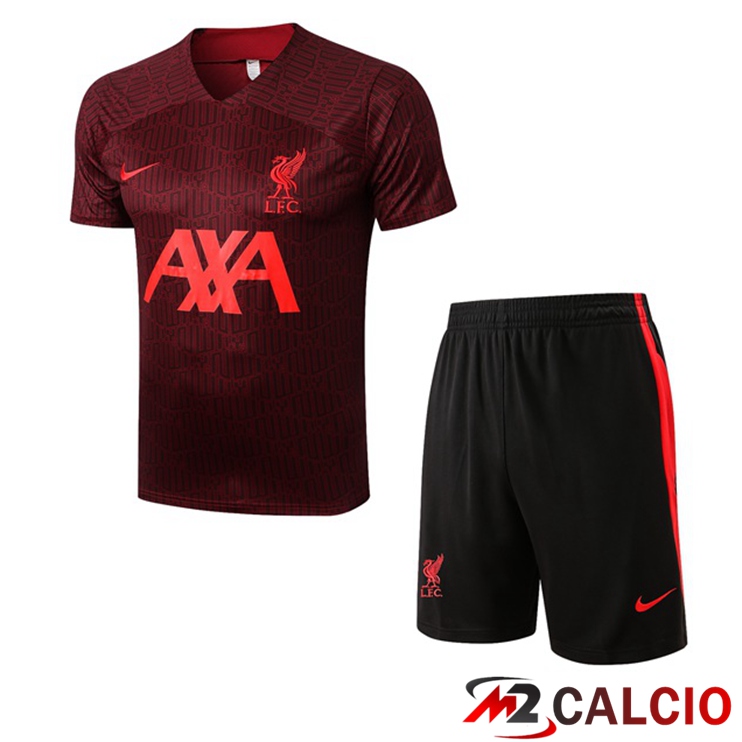 Maglie Calcio Personalizzate,Tute Calcio Squadre,Maglia Nazionale Italiana Calcio | T Shirt Allenamento FC Liverpool + Pantaloncini Rosso 2022/2023