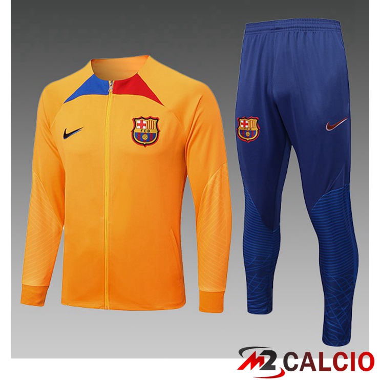 Maglie Calcio Personalizzate,Tute Calcio Squadre,Maglia Nazionale Italiana Calcio | Insieme Tuta Calcio - Giacca FC Barcellona Bambino Arancia 2022/2023