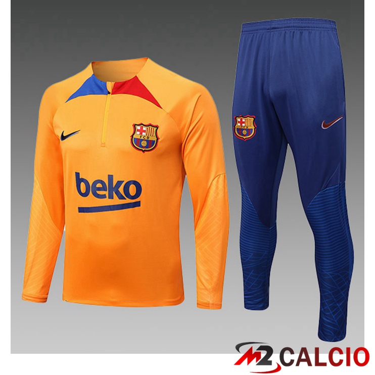 Maglie Calcio Personalizzate,Tute Calcio Squadre,Maglia Nazionale Italiana Calcio | Insieme Tuta Calcio FC Barcellona Bambino Arancia 2022/2023