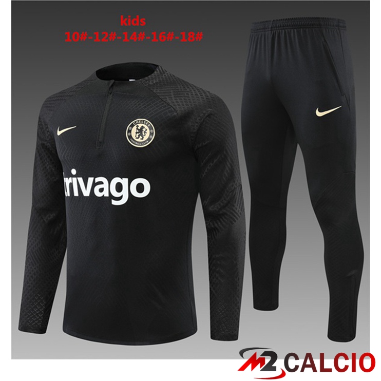 Maglie Calcio Personalizzate,Tute Calcio Squadre,Maglia Nazionale Italiana Calcio | Insieme Tuta Calcio FC Chelsea Bambino Nero 2022/2023