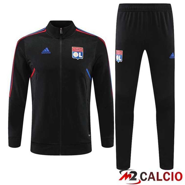 Maglie Calcio Personalizzate,Tute Calcio Squadre,Maglia Nazionale Italiana Calcio | Insieme Tuta Calcio - Giacca Lyon OL Nero 2022/2023