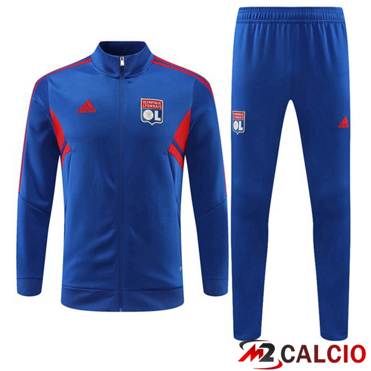 Maglie Calcio Personalizzate,Tute Calcio Squadre,Maglia Nazionale Italiana Calcio | Insieme Tuta Calcio - Giacca Lyon OL Blu 2022/2023