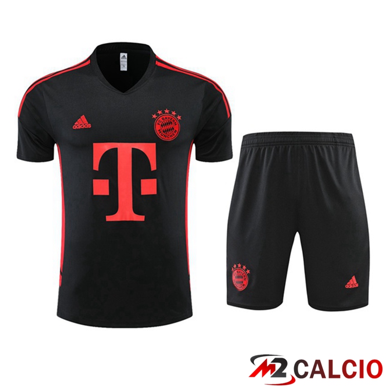 Maglie Calcio Personalizzate,Tute Calcio Squadre,Maglia Nazionale Italiana Calcio | T Shirt Allenamento Bayern Monaco + Shorts Nero 2022/2023