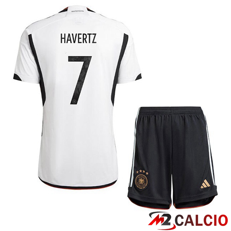 Maglie Calcio Personalizzate,Tute Calcio Squadre,Maglia Nazionale Italiana Calcio | Maglia Germania (HAVerdeZ 7) Bambino Prima Nero Bianco Coppa del Mondo 2022