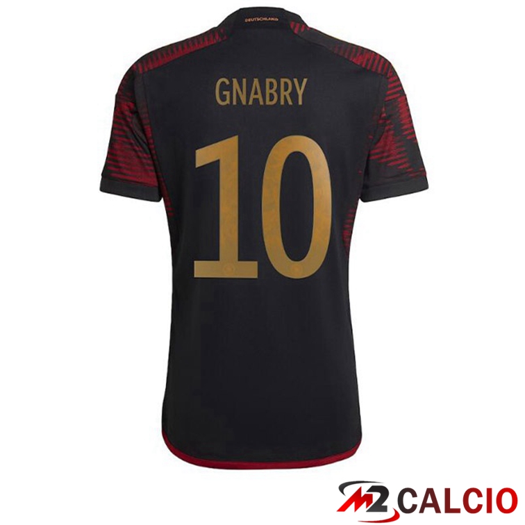 Maglie Calcio Personalizzate,Tute Calcio Squadre,Maglia Nazionale Italiana Calcio | Maglia Germania (GNABRY 10) Seconda Nero Coppa del Mondo 2022