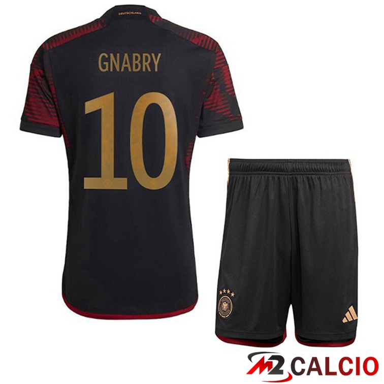 Maglie Calcio Personalizzate,Tute Calcio Squadre,Maglia Nazionale Italiana Calcio | Maglia Germania (GNABRY 10) Bambino Seconda Nero Coppa del Mondo 2022
