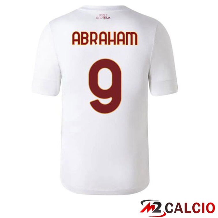 Maglie Calcio Personalizzate,Tute Calcio Squadre,Maglia Nazionale Italiana Calcio | Maglie Calcio AS Roma (ABRAHAM 9) Seconda Bianco 2022/2023