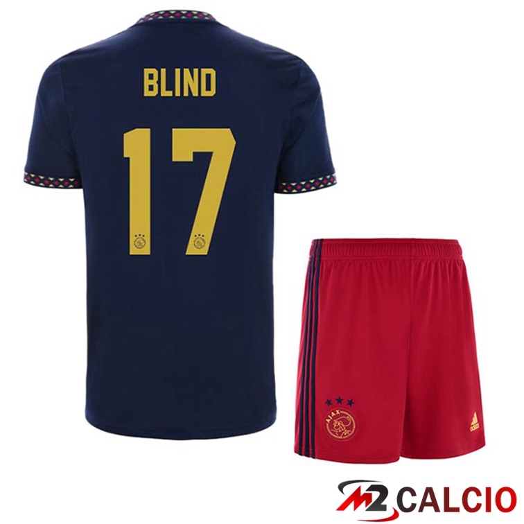 Maglie Calcio Personalizzate,Tute Calcio Squadre,Maglia Nazionale Italiana Calcio | Maglie Calcio AFC Ajax (Blind 17) Bambino Seconda Nero 2022/2023