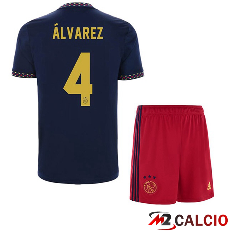 Maglie Calcio Personalizzate,Tute Calcio Squadre,Maglia Nazionale Italiana Calcio | Maglie Calcio AFC Ajax (Álvarez 4) Bambino Seconda Nero 2022/2023