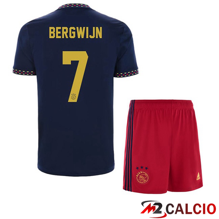 Maglie Calcio Personalizzate,Tute Calcio Squadre,Maglia Nazionale Italiana Calcio | Maglie Calcio AFC Ajax (Bergwijn 7) Bambino Seconda Nero 2022/2023