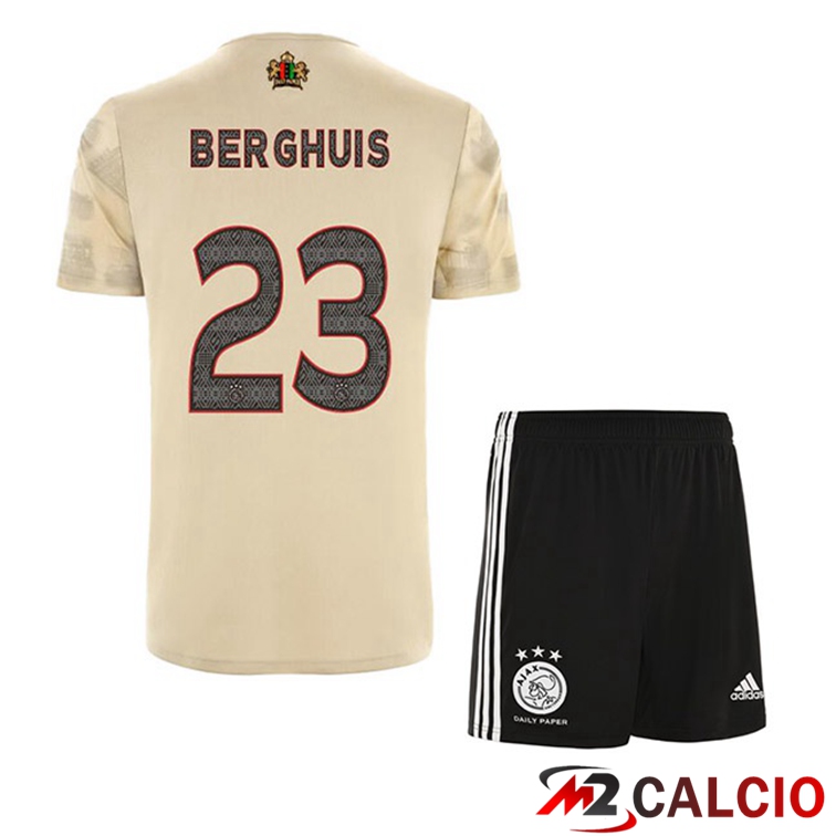 Maglie Calcio Personalizzate,Tute Calcio Squadre,Maglia Nazionale Italiana Calcio | Maglie Calcio AFC Ajax (Berghuis 23) Bambino Terza Marrone 2022/2023