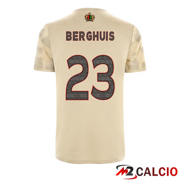 Maglie Calcio Personalizzate,Tute Calcio Squadre,Maglia Nazionale Italiana Calcio | Maglie Calcio AFC Ajax (Berghuis 23) Terza Marrone 2022/2023