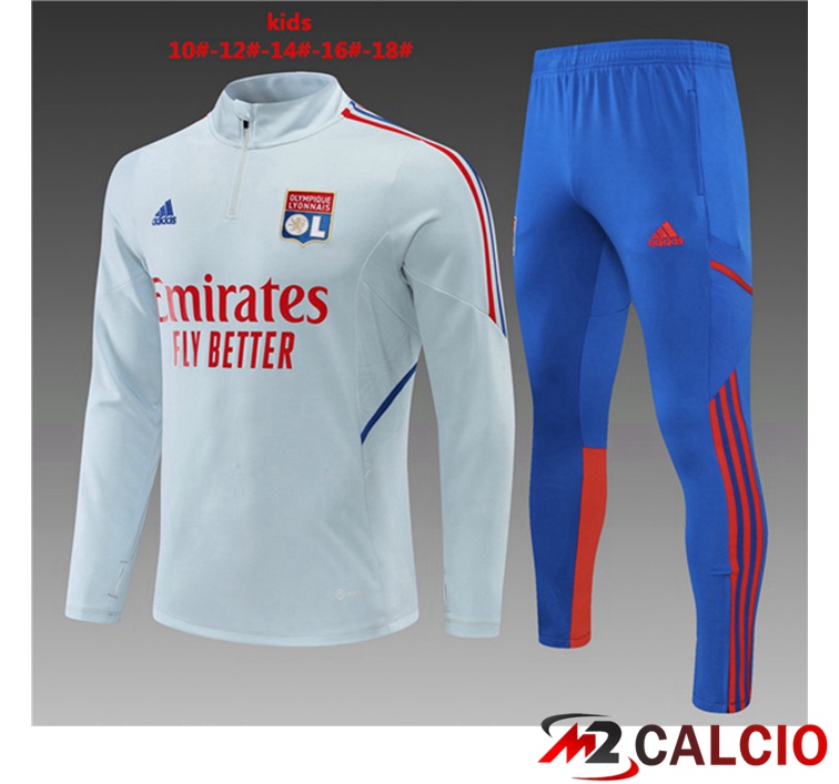 Maglie Calcio Personalizzate,Tute Calcio Squadre,Maglia Nazionale Italiana Calcio | Tuta Calcio Lyon OL Bambino Grigio 2022/2023