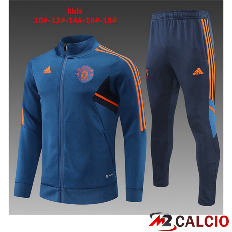 Maglie Calcio Personalizzate,Tute Calcio Squadre,Maglia Nazionale Italiana Calcio | Insieme Tuta Calcio - Giacca Manchester United Bambino Blu 2022/2023