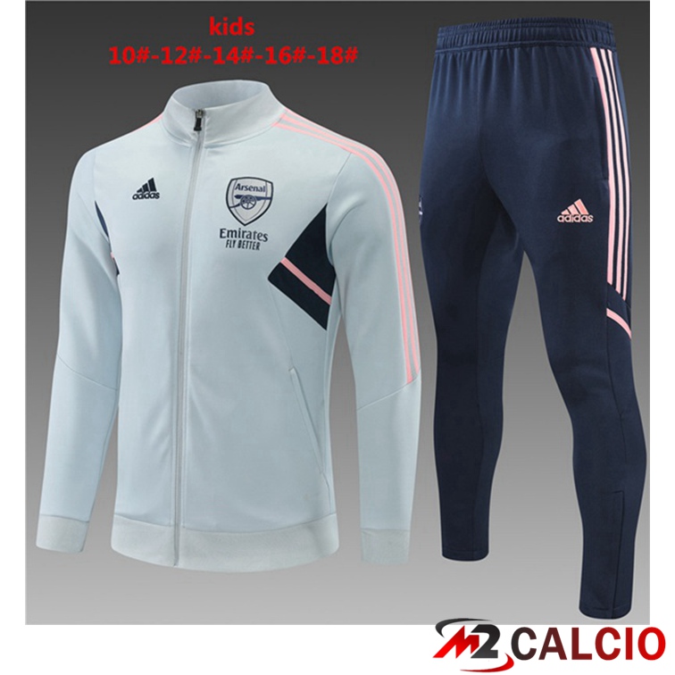 Maglie Calcio Personalizzate,Tute Calcio Squadre,Maglia Nazionale Italiana Calcio | Insieme Tuta Calcio - Giacca Arsenal Bambino Grigio 2022/2023