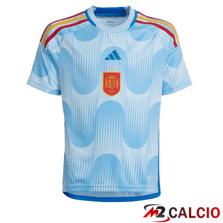 Maglie Calcio Personalizzate,Tute Calcio Squadre,Maglia Nazionale Italiana Calcio | Maglie Calcio Spagna Seconda Blu Bianco Coppa del Mondo 2022