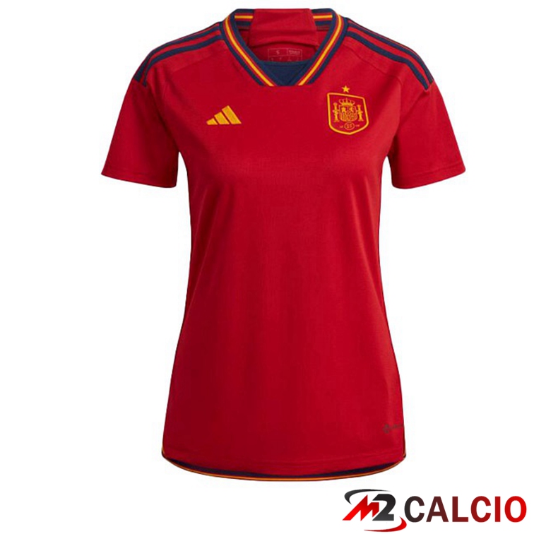 Maglie Calcio Personalizzate,Tute Calcio Squadre,Maglia Nazionale Italiana Calcio | Maglie Calcio Spagna Donna Prima Rosso Coppa del Mondo 2022