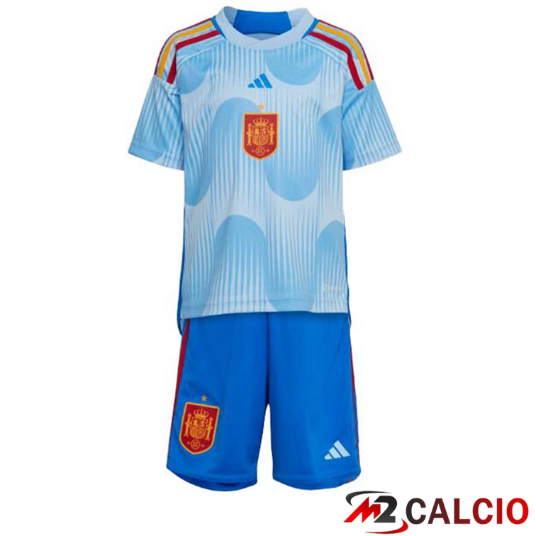 Maglie Calcio Personalizzate,Tute Calcio Squadre,Maglia Nazionale Italiana Calcio | Maglie Calcio Spagna Bambino Seconda Blu Bianco Coppa del Mondo 2022