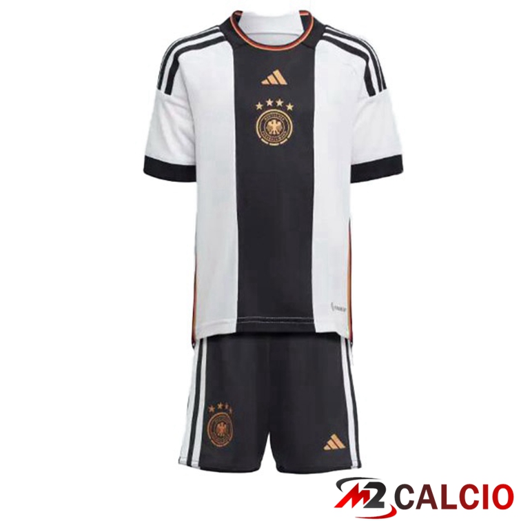 Maglie Calcio Personalizzate,Tute Calcio Squadre,Maglia Nazionale Italiana Calcio | Maglie Calcio Germania Bambino Prima Nero Bianco Coppa del Mondo 2022