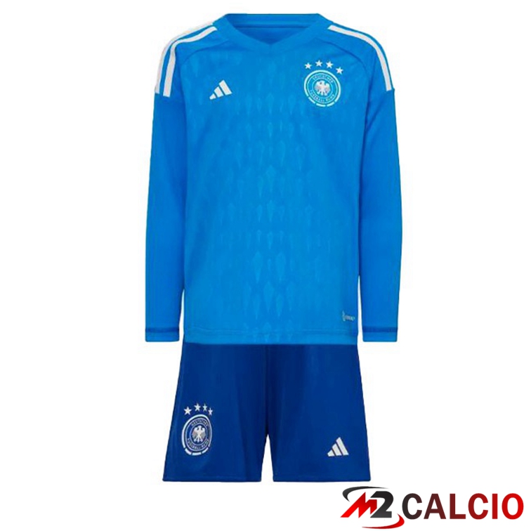 Maglie Calcio Personalizzate,Tute Calcio Squadre,Maglia Nazionale Italiana Calcio | Maglia Germania Bambino Portiere Maniche Lunghe Blu Coppa del Mondo 2022