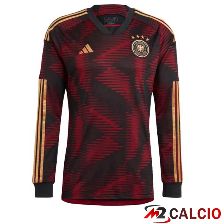 Maglie Calcio Personalizzate,Tute Calcio Squadre,Maglia Nazionale Italiana Calcio | Maglia Germania Seconda Maniche Lunghe Nero Coppa del Mondo 2022