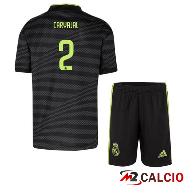 Maglie Calcio Personalizzate,Tute Calcio Squadre,Maglia Nazionale Italiana Calcio | Maglie Calcio Real Madrid (Carvajal 2) Bambino Terza Nero 2022/2023