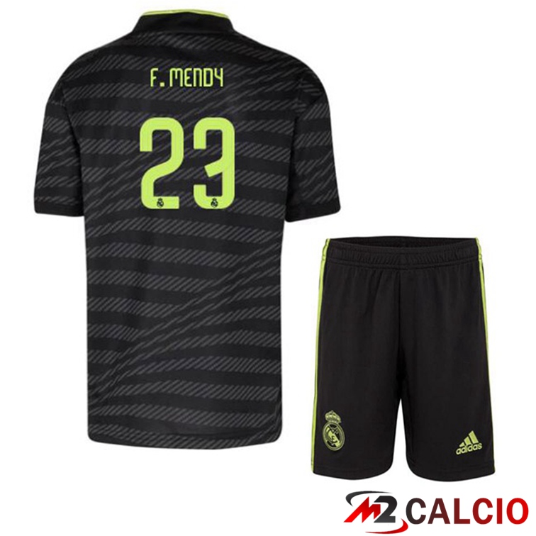 Maglie Calcio Personalizzate,Tute Calcio Squadre,Maglia Nazionale Italiana Calcio | Maglie Calcio Real Madrid (F. Mendy 23) Bambino Terza Nero 2022/2023
