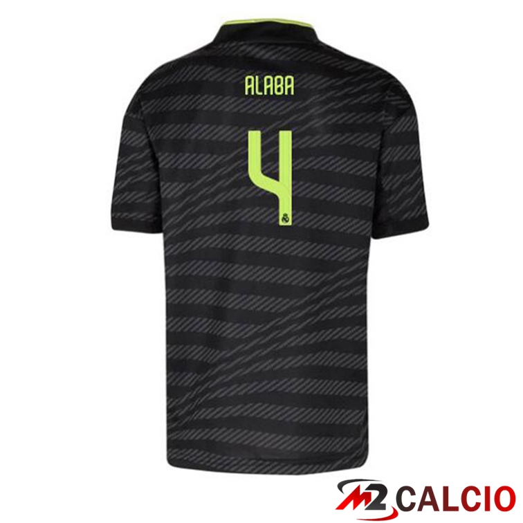 Maglie Calcio Personalizzate,Tute Calcio Squadre,Maglia Nazionale Italiana Calcio | Maglie Calcio Real Madrid (Alaba 4) Terza Nero 2022/2023