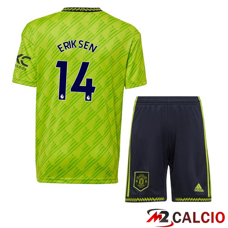 Maglie Calcio Personalizzate,Tute Calcio Squadre,Maglia Nazionale Italiana Calcio | Maglie Calcio Manchester United (ERIKSEN 14) Bambino Terza Verde 2022/2023