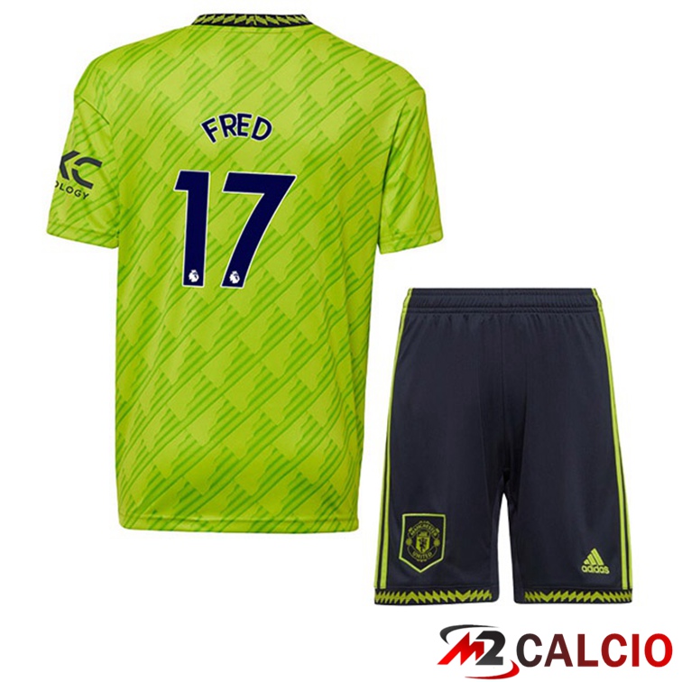 Maglie Calcio Personalizzate,Tute Calcio Squadre,Maglia Nazionale Italiana Calcio | Maglie Calcio Manchester United (FRED 17) Bambino Terza Verde 2022/2023