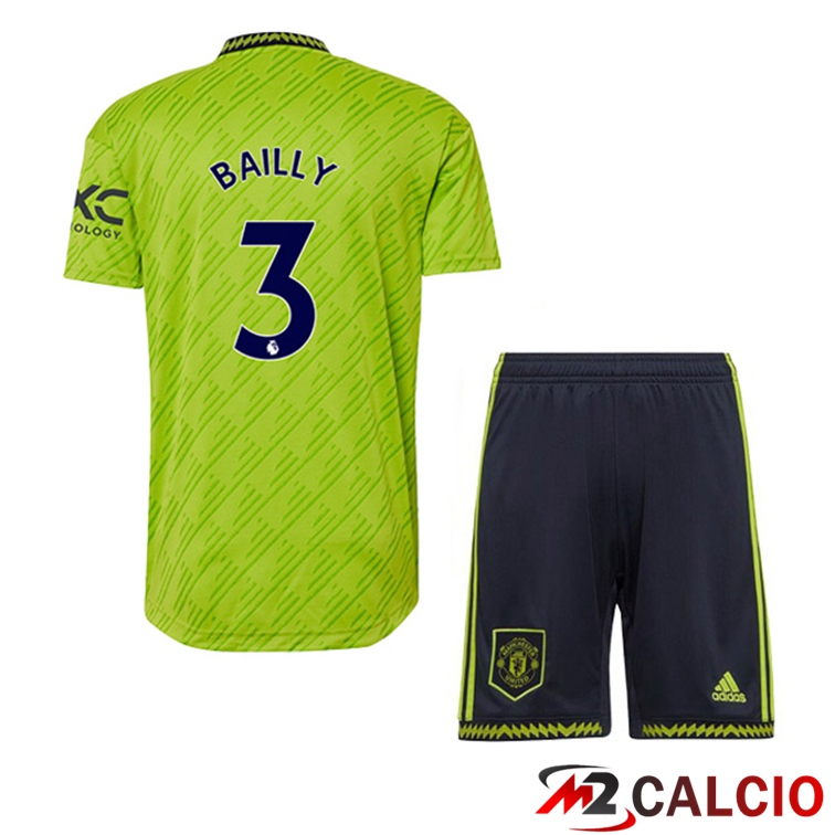 Maglie Calcio Personalizzate,Tute Calcio Squadre,Maglia Nazionale Italiana Calcio | Maglie Calcio Manchester United (BAILLY 3) Bambino Terza Verde 2022/2023