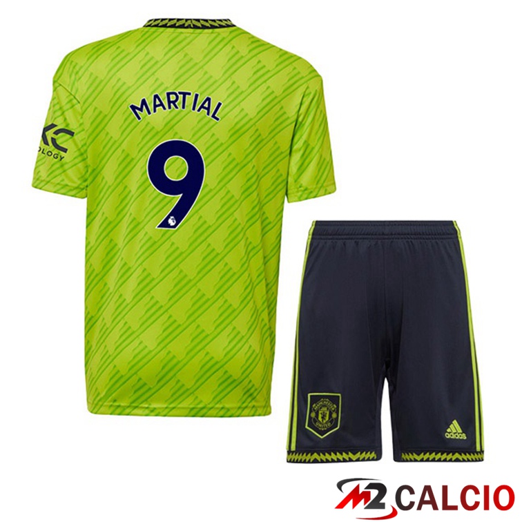 Maglie Calcio Personalizzate,Tute Calcio Squadre,Maglia Nazionale Italiana Calcio | Maglie Calcio Manchester United (MARTIAL 9) Bambino Terza Verde 2022/2023